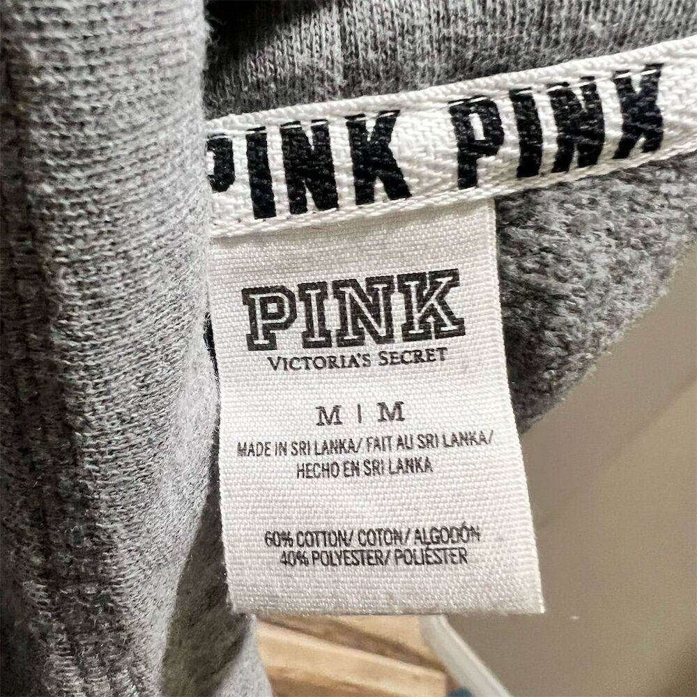 Victoria's Secret PINK Women's M Gray Cowl Neck Hoodie Rainbow Logo - Picture 8 of 10